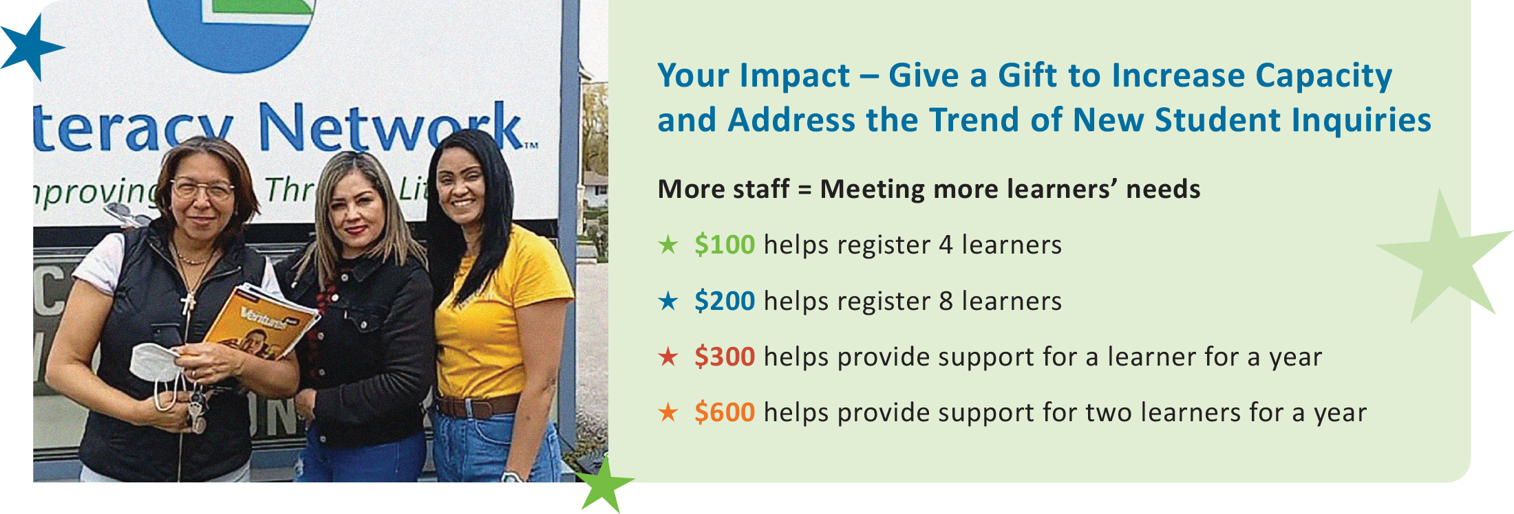 Give a Gift to Increase Capacity and Address the Trend of New Student Inquiries